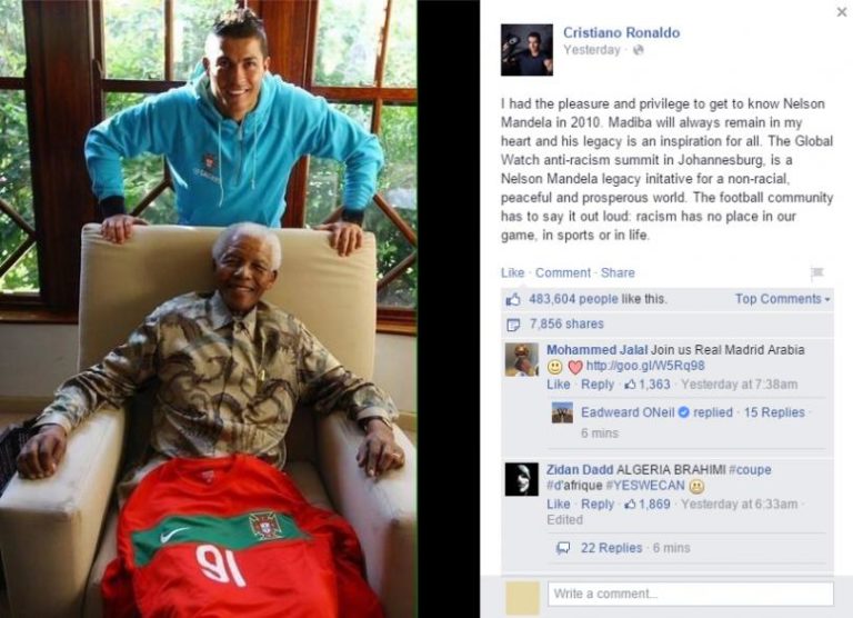 Les révélations de Cristiano Ronaldo sur Nelson Mandela