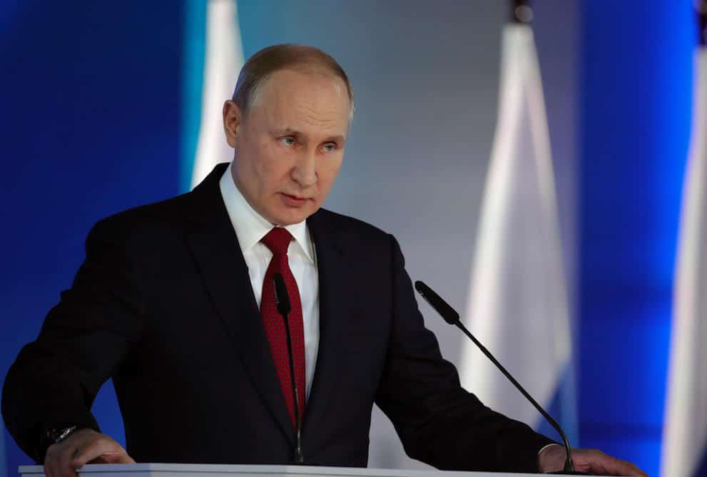 Le président russe Vladimir Poutine lors d'un discours au Kremlin