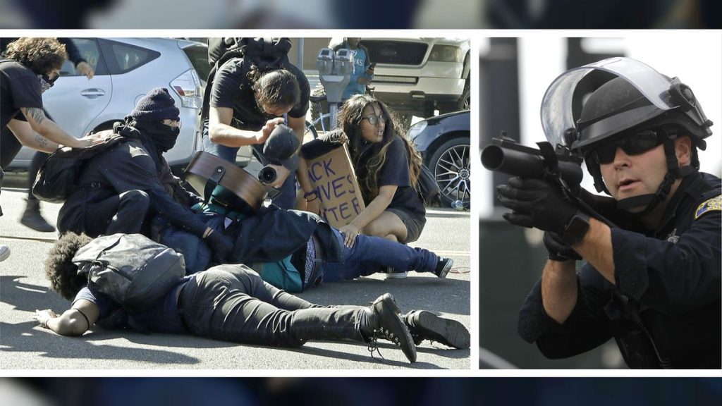 Protestations aux USA: la police tire une balle en caoutchouc dans les testicules d’un des leurs