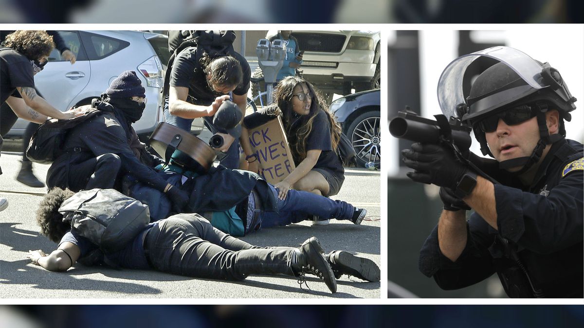 Protestations aux USA: la police tire une balle en caoutchouc dans les testicules d’un des leurs