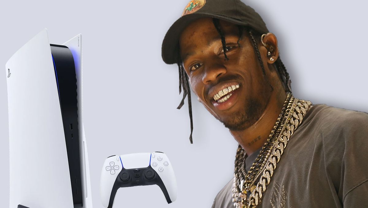 Travis Scott, le rappeur américain, avec la PlayStation 5