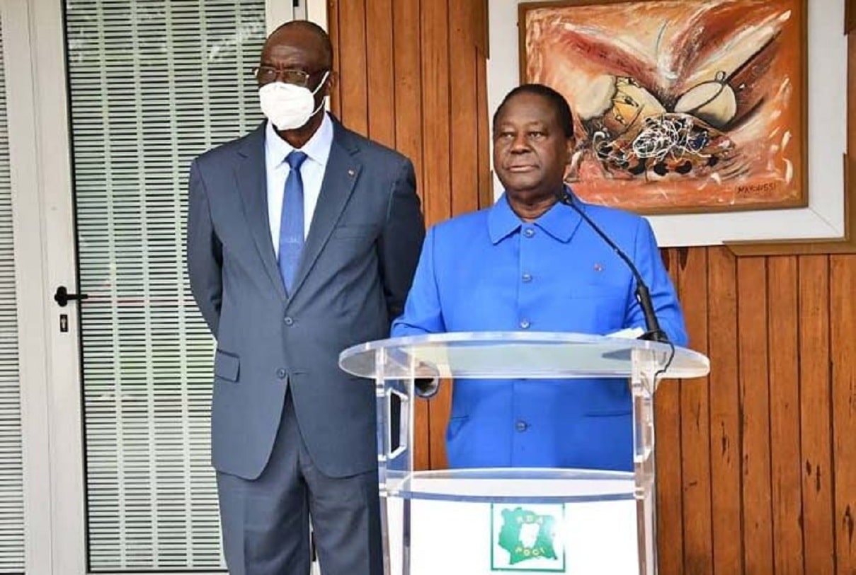 Le président du PDCI, Henri Konan Bédié, lord d'une déclaration à la presse avant l'élection présidentielle du 31 octobre en Côte d'Ivoire