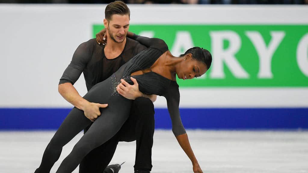 France's Vanessa James and Morgan Cipres skate their free programme in the pairs competition during the European Figure Skating Championships in Minsk, Belarus. Vladimir Pesnya / Sputnik