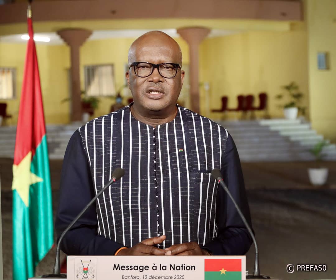 Le président burkinabé Roch Marc Christian Kaboré, réélu pour un second mandat