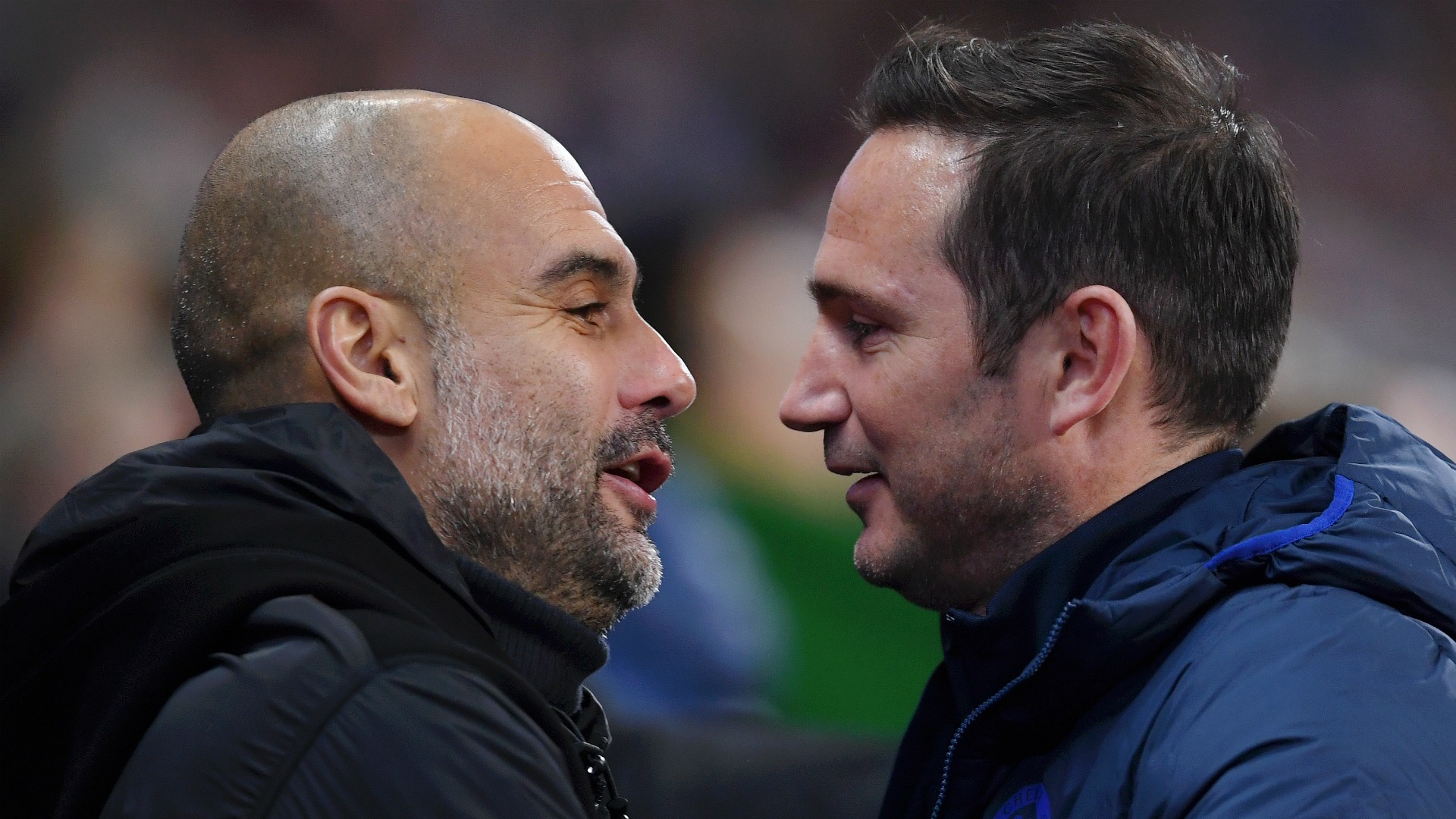 Les entraîneurs espagnol Pep Guardiola et anglais Franck Lampard
